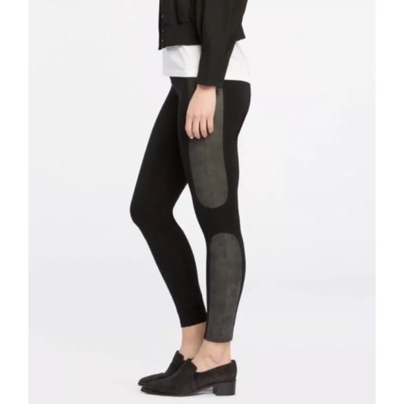 SPANX Pants - SPANX faux leather panel pointe leggings. Large